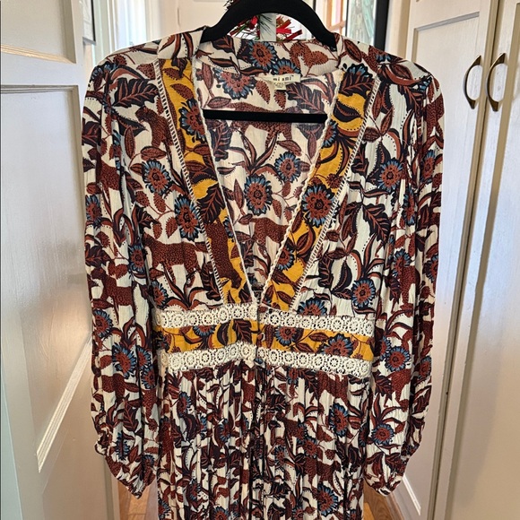 Miami Floral & Cheetahs Bohemian Open Front Dress with Lace Detail L/XL - Picture 2 of 9